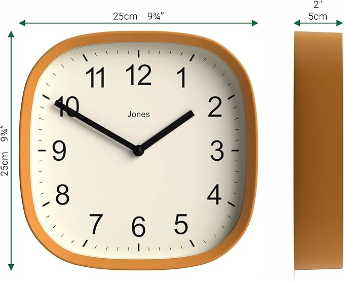 JONES CLOCKS® Sprite wall Clock | Modern Retro Rounded Square Clock | 10 inch | - Image 4