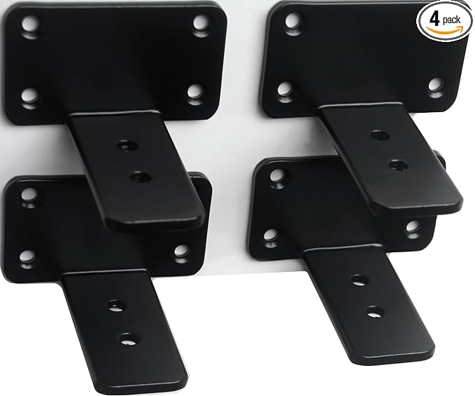 4 Pack - 3 inch Black Hidden L Shelf Bracket Iron Floating Shelf Brackets by MHMYDZ