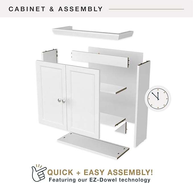 MCS 23x26 White Medicine Cabinet Organizer, Wall Mounted Bathroom Cabinet - Image 6