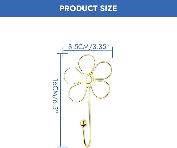 4 Pcs Heavy Duty Decorative Wall Hooks, Creative Flower Shaped Wall Mounted Hook - Image 2