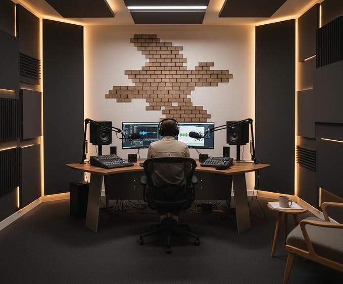 WoveN SounD Brick Acoustic Wall Panels, 16 Pack 16x12 Inch, PVC Wood Grain - Image 9
