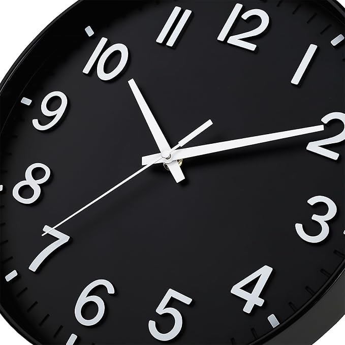 HZDHCLH Black Wall Clocks Battery Operated 12 inch Silent Non Ticking Modern - Image 5