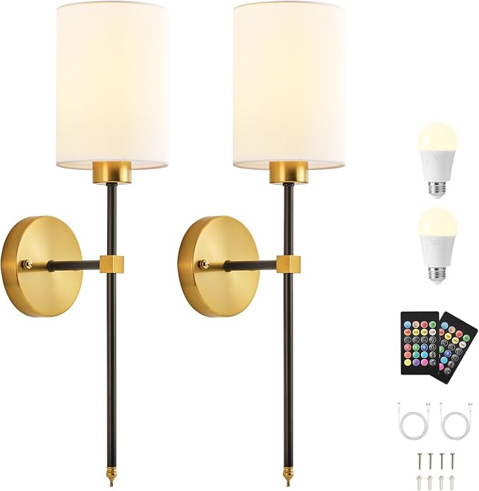 Battery Operated Wall Sconce Set of Two, Wireless Rechargeable Wall Light - Image 9
