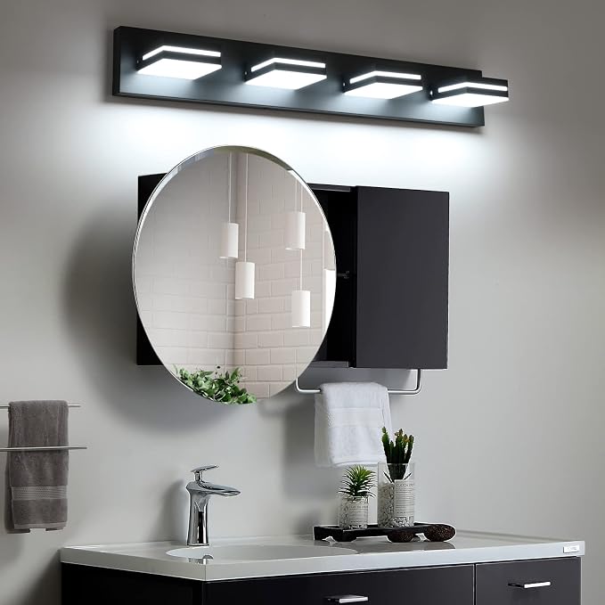 SineRise LED Modern Bathroom Vanity Light Fixtures, Matte Black Modern Acrylic - Image 4