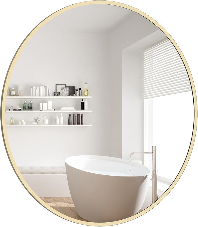WallBeyond 20 inch Round Mirror Gold Circle Wall Mirror by WallBeyond