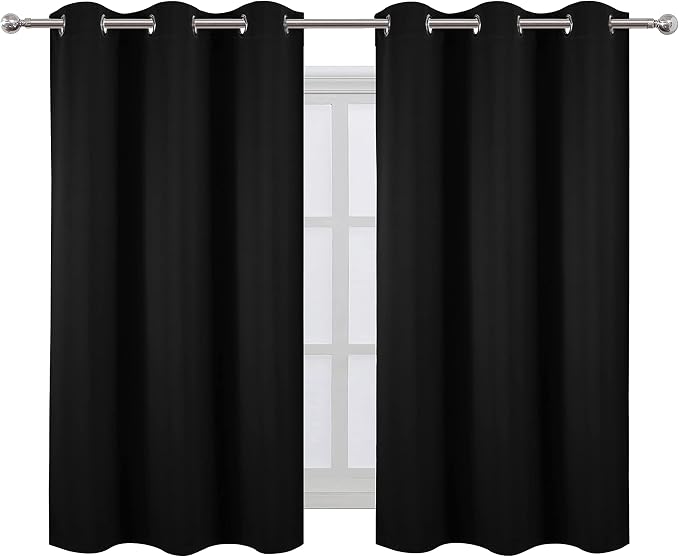 LEMOMO Black Blackout Curtains 34 x 54 Inch Length/Set of 2 Curtain - Image 2