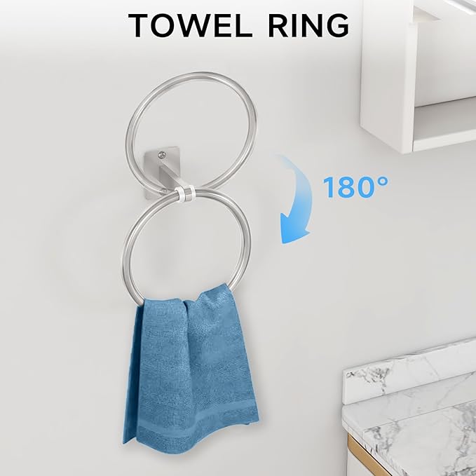 KLJKPA Brushed Nickel Bathroom Accessories Set, 4 Pieces Bathroom Hardware Set - Image 3