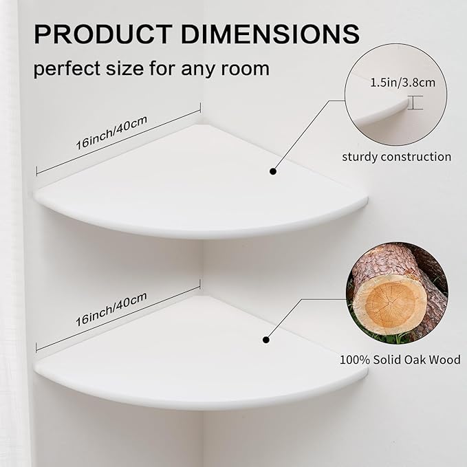 Corner Wall Shelves, Round End Wall Mount Display Shelf - Image 5