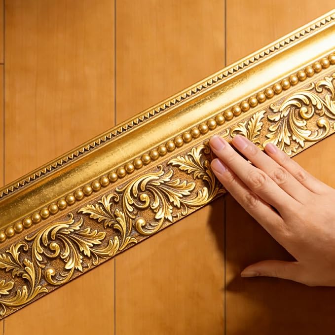 Gold Frame Bulletin Board Border 196.9 x 3.9 Inch Straight Rolled Border Trim - Image 3