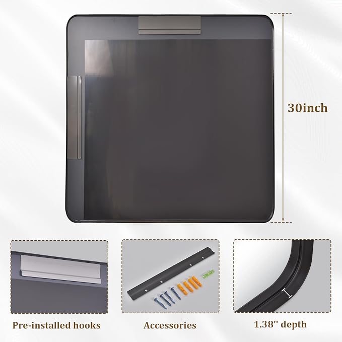 30"x 30" Black Bathroom Mirror - Image 4