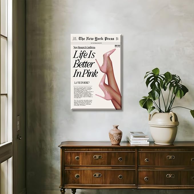 Trendy Baby Pink Poster 70s Canvas Prints The New York Press Wall Art Life Is - Image 7