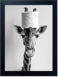 Framed Funny Bathroom Wall Art Giraffe by Melpa+Art