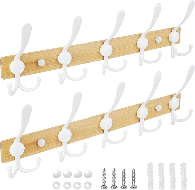 TICONN Wall Mounted Coat Rack, Five Heavy Duty Tri Hooks All Metal Construction by TICONN