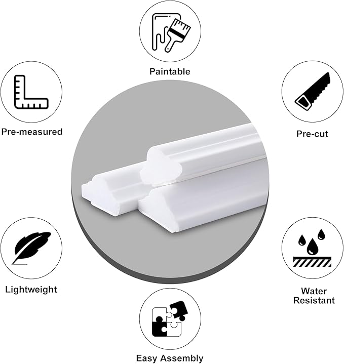 Pangda 3 Set Peel and Stick Wall Molding Kit, 3D Premade Accent Molding - Image 3
