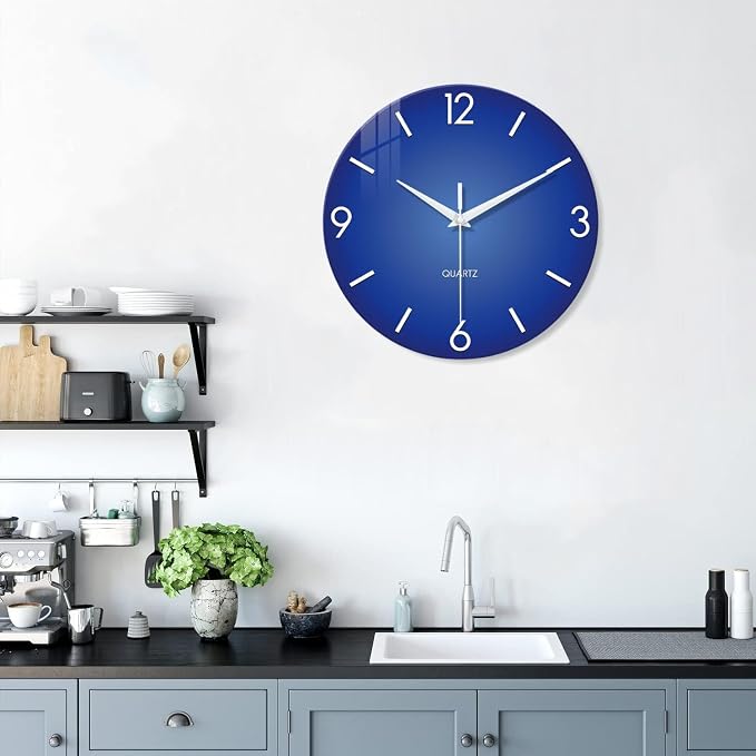 XFM Blue Wall Clock 14 Inch Modern Simple Wall Clocks Battery Operated - Image 6