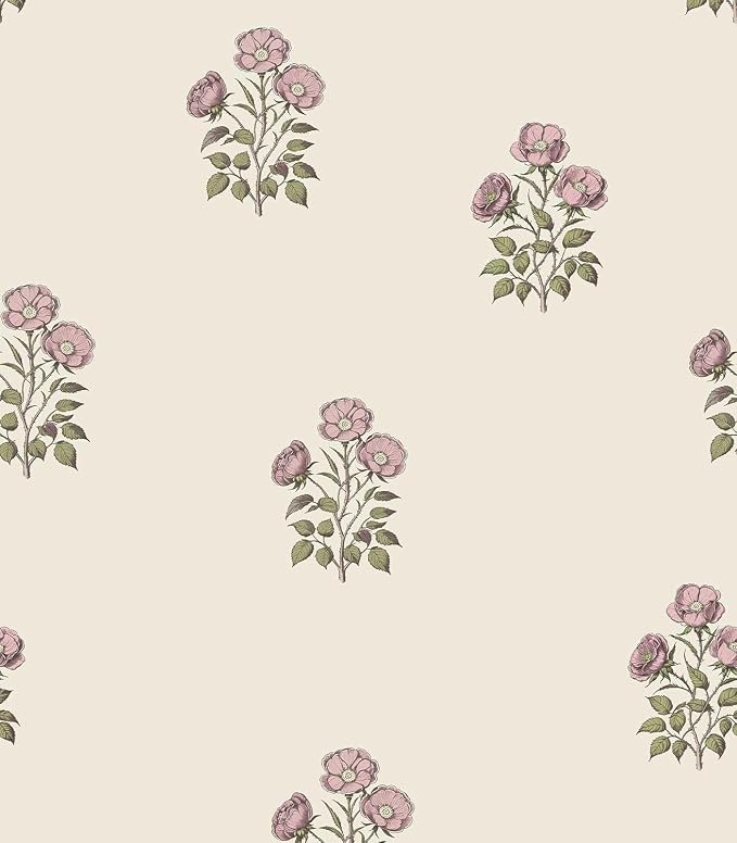 17.3"× 590.5" Vintage Floral Wallpaper Peel and Stick Boho Wallpaper Removable by LUKUUI