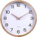 Kesin 12 Inches Wooden Round Silent Wall Clock White Wood Wall Clocks Analog by Kesin