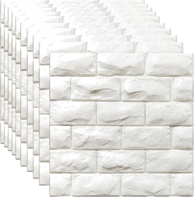 YU LI 3DH 3D Wall Panels Peel and Stick 30PCS White Foam Brick Wallpaper by YULI3DH