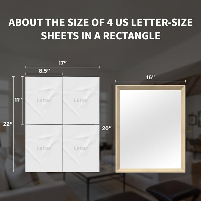 Oak Wood Effect Framed Wall Mirror, 16x20 Rectangle Mirror, - Image 4