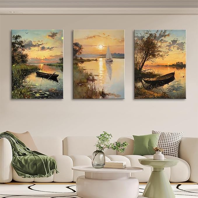 Vintage Farmhouse Sunset Canvas Wall Art - Image 5