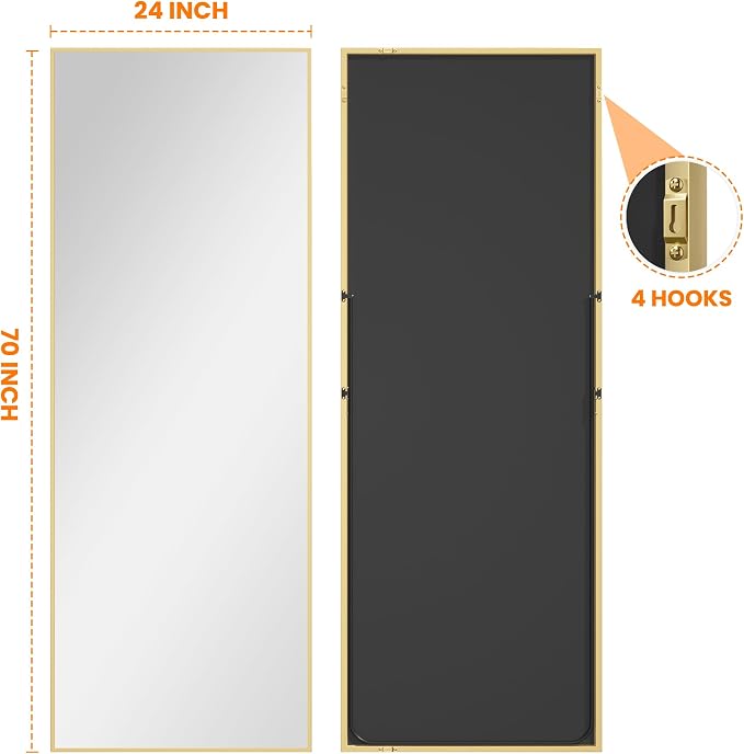 TRAHOME Full Length Standing Mirror, Free Standing or Wall Mount - Image 8