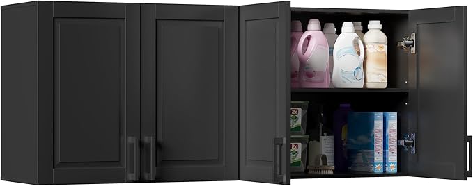 ChooChoo Laundry Room Cabinets, 4 Doors Wall Mounted Storage Cabinet, Kitchen by ChooChoo