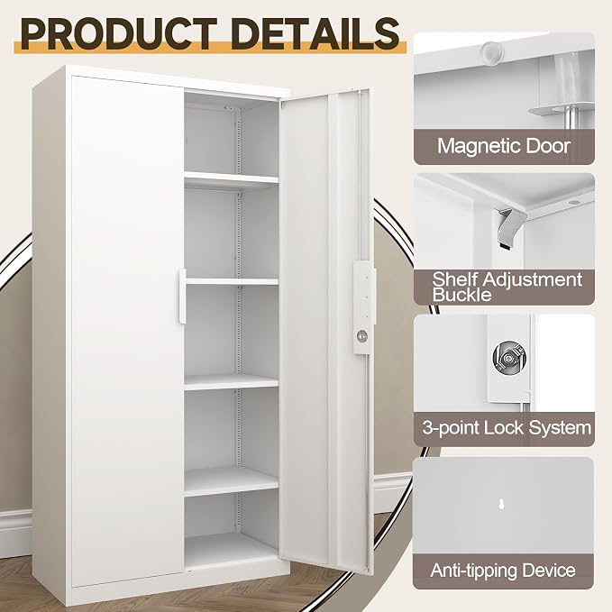GREATMEET Metal Garage Storage Cabinets, Utility Cabinet - Image 5