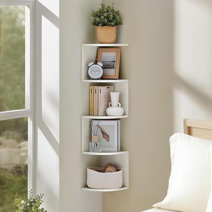 5-Tier Floating Corner Shelf Wall Mount, Heavy Duty Wall Corner Bookshelf by Unknown