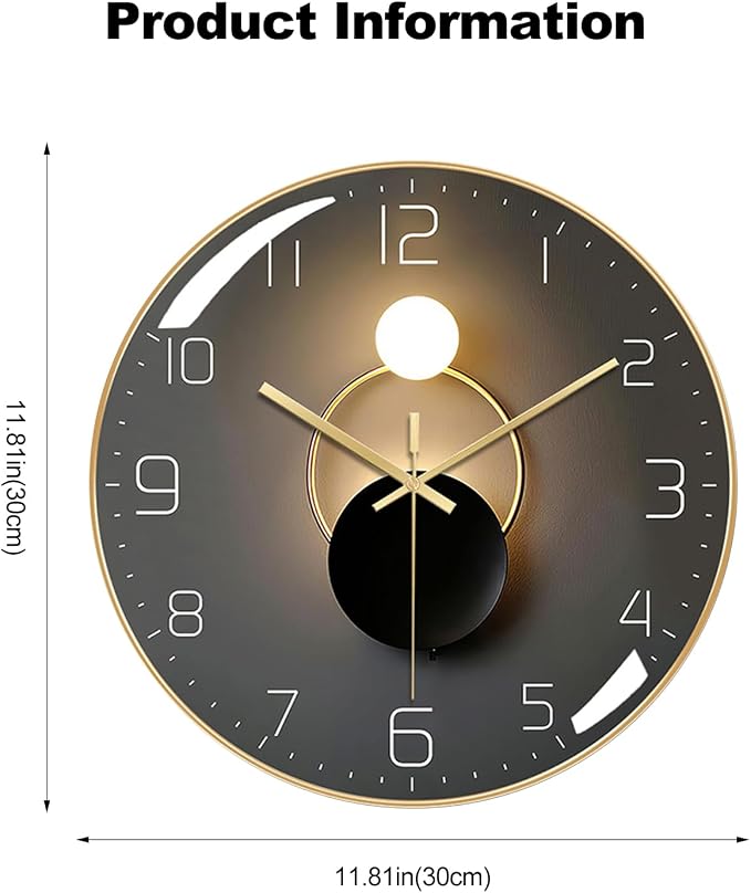 Ergocar Wall Clock, Art Deco Wall Clock, Non-Ticking Silent Modern Metal Wall - Image 7
