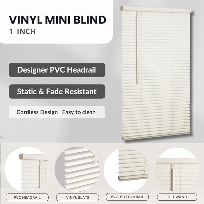 LOTUS & WINDOWARE Cordless Mini Blind, 34.5" Wide x 64" Long - Image 4