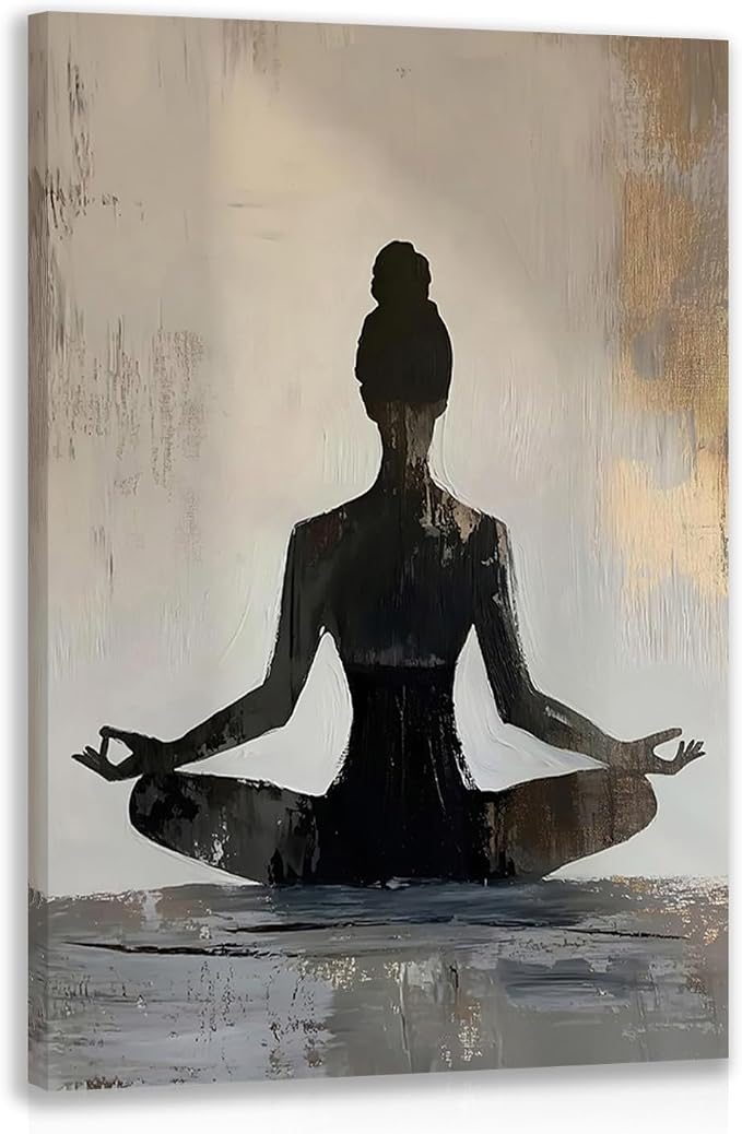 GELDSTEI Framed Zen Wall Art, Modern Yoga Girl Canvas Painting, Tranquil - Image 2