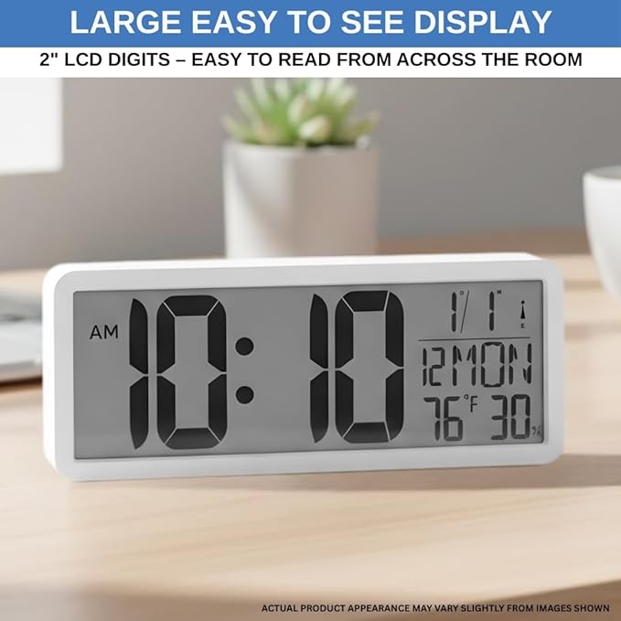 Atomic Digital Wall Clock Battery Operated Large Display | Automatic Time - Image 3