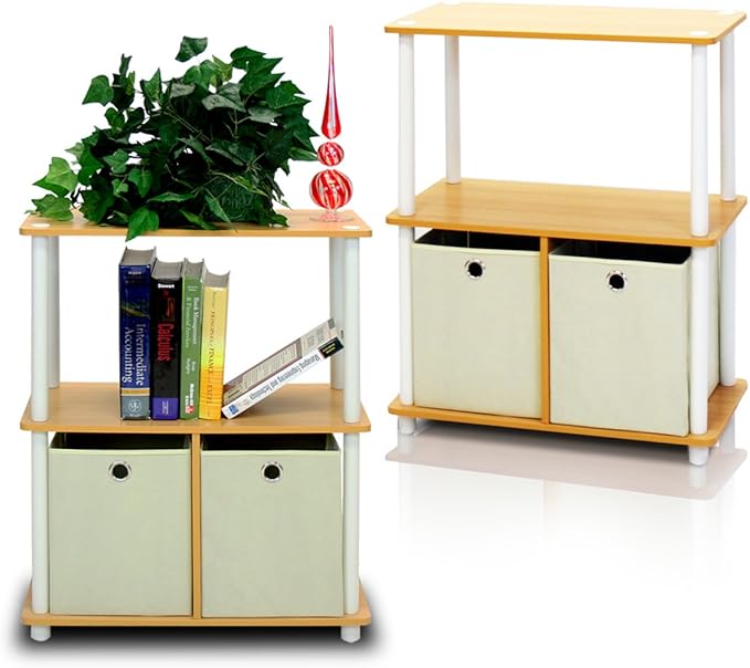 Furinno TURN-N-TUBE Storage Shelves Set of 2, 3-Tier Toolless Book Shelf by Furinno-FitsYourSpaceFitsYourBudget