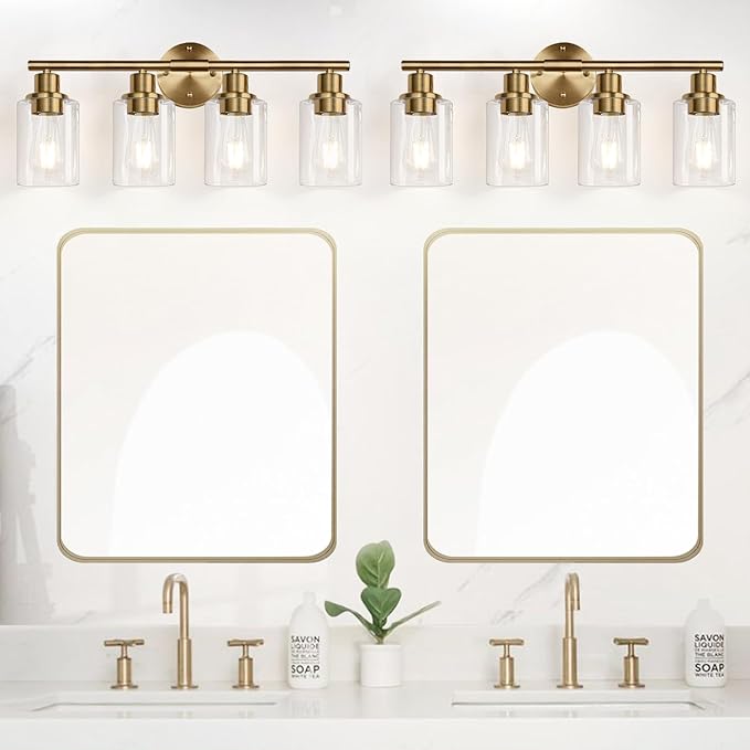 Zarbitta 4-Light Bathroom Light Fixtures, Brushed Brass Modern Vanity Lights - Image 6