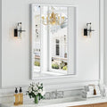 Syndra White Wood Frame Bathroom Mirror, Waterproof Slim Deep Frame, by Syndra