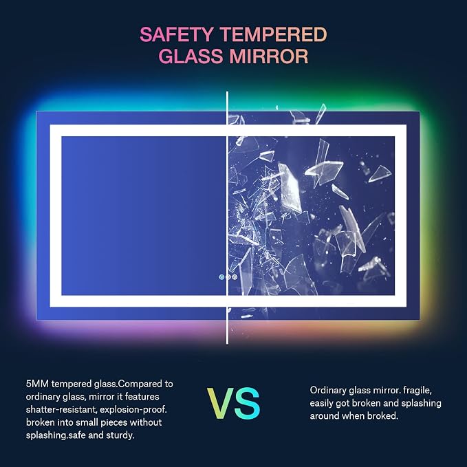LOAAO 55X30 Inch RGB LED Bathroom Mirror - Image 7