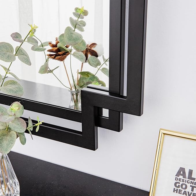 28" x 40" Black Wall Mirror for Decor, Large Bathroom Mirror - Image 3