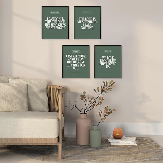 Locomiss Sage Green Christian Wall Art Decor Posters, Modern Bible Verse - Image 4