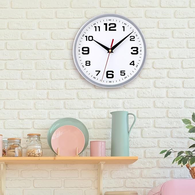 Wall Clock Silent Non-Ticking 8 Inch Modern Clocks Battery Operated Small - Image 7