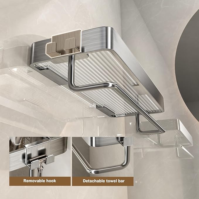 VOLPONE Stainless Steel Wall Mounted Bathroom Shelves - Image 3