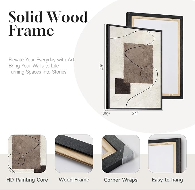 Framed Neutral Abstract Wall Art - Image 5