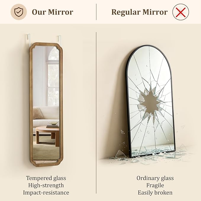 WallBeyond Full Length Door Mirror 14" x 48", Wood Frame Over-the-Door Mirror - Image 7