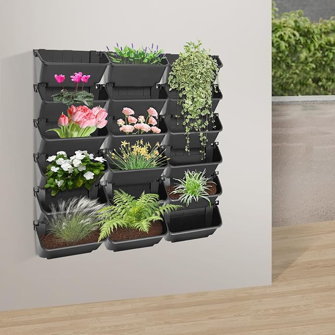 Vertical Wall Planter with 18 Pots, Hanging Garden Plant Flowerpot Holder - Image 6