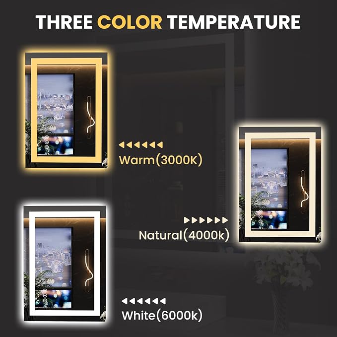 LOAAO 20"x28" LED Mirror for Bathroom, Lighted Bathroom Mirror - Image 6