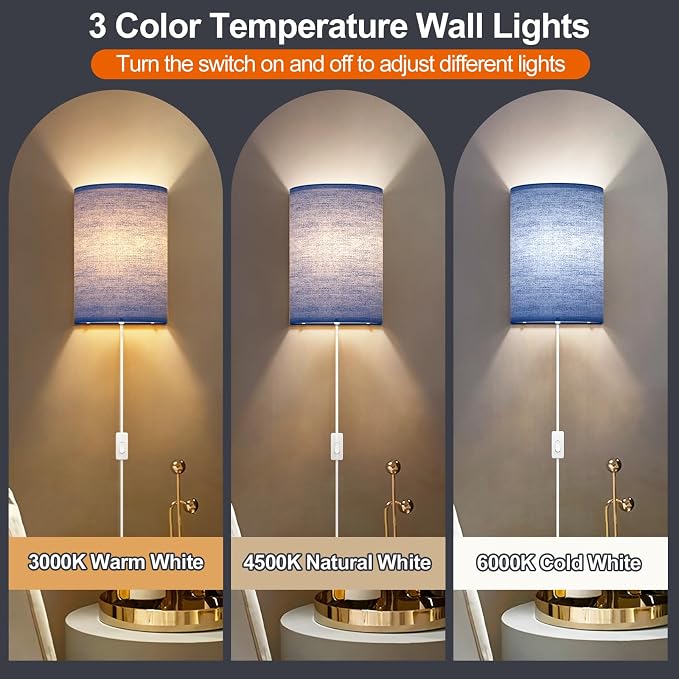 Plug in Wall Sconces Set of Two: Wall Lights - Image 5