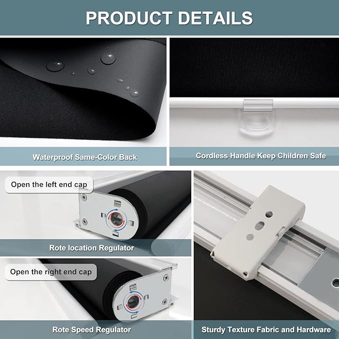 AOSKY Cordless Roller Shades Blackout Blinds - Image 3