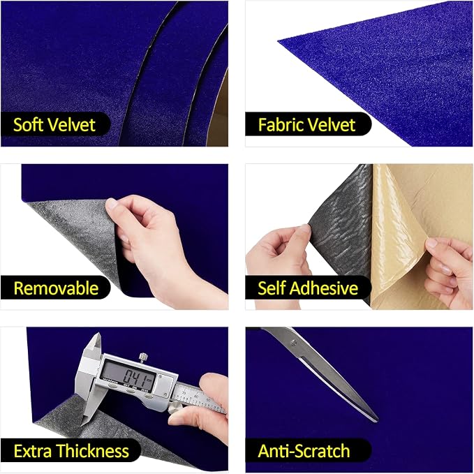 FunStick 15.8"x240" Dark Blue Self Adhesive Velvet Flock Contact Paper Liner - Image 4