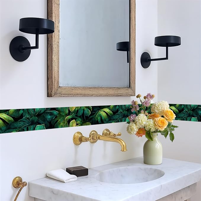 Tropical Leaf Wallpaper Border 196x4 Inch Peel and Stick Wall Border Self - Image 5