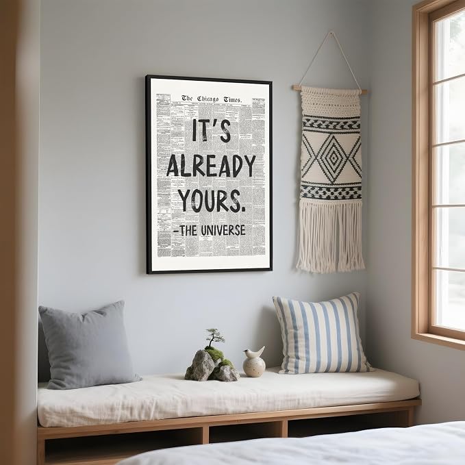 Framed Black And White Retro Newspaper Wall Art ItS Already Yours Universe - Image 7