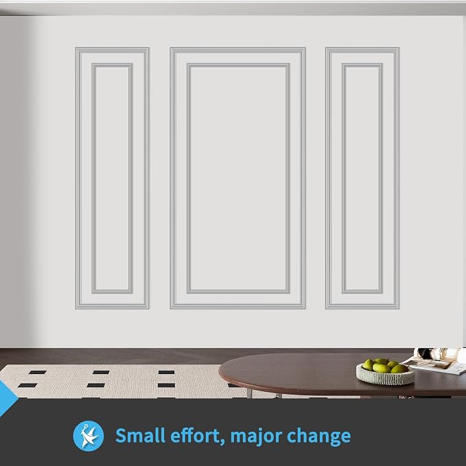 Art3d Premade Bilinear Frame Accent Molding Set, Pre-Cut Decorative Wainscoting - Image 3